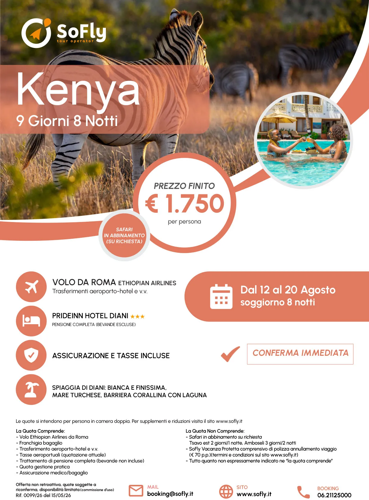 SPECIALE KENYA PRIDEINN HOTEL DIANI CON VOLO DA ROMA