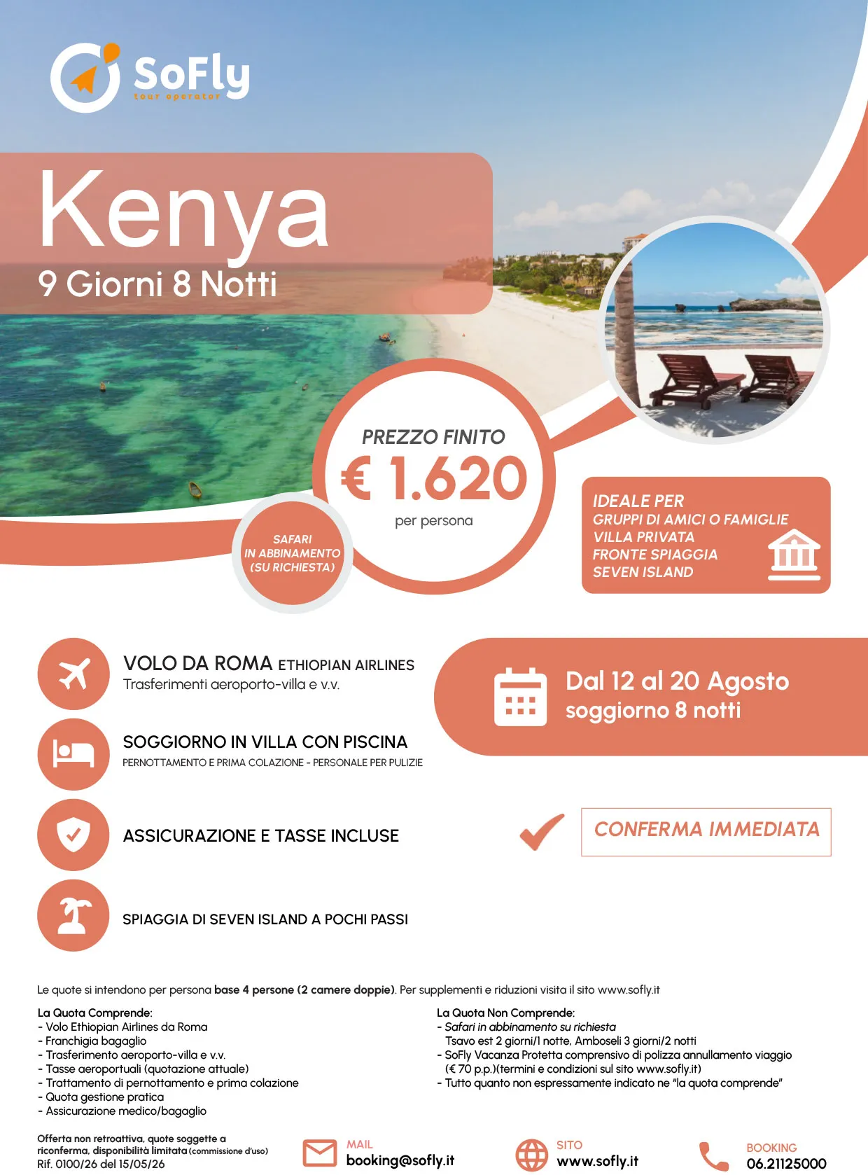 SPECIALE KENYA SOGGIORNO IN VILLA CON PISCINA CON VOLO DA ROMA