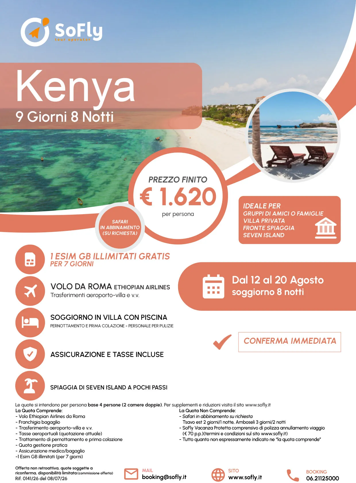 SPECIALE KENYA SOGGIORNO IN VILLA CON PISCINA CON VOLO DA ROMA