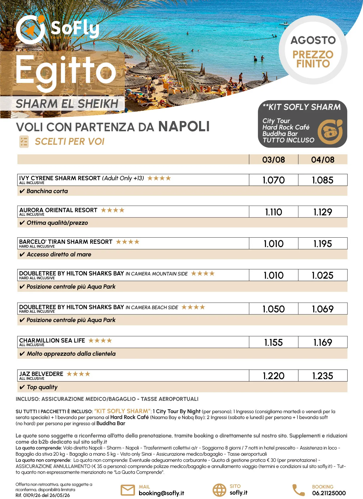 SPECIALE SHARM EL SHEIKH AGOSTO LUNEDI & MARTEDI DA NAPOLI