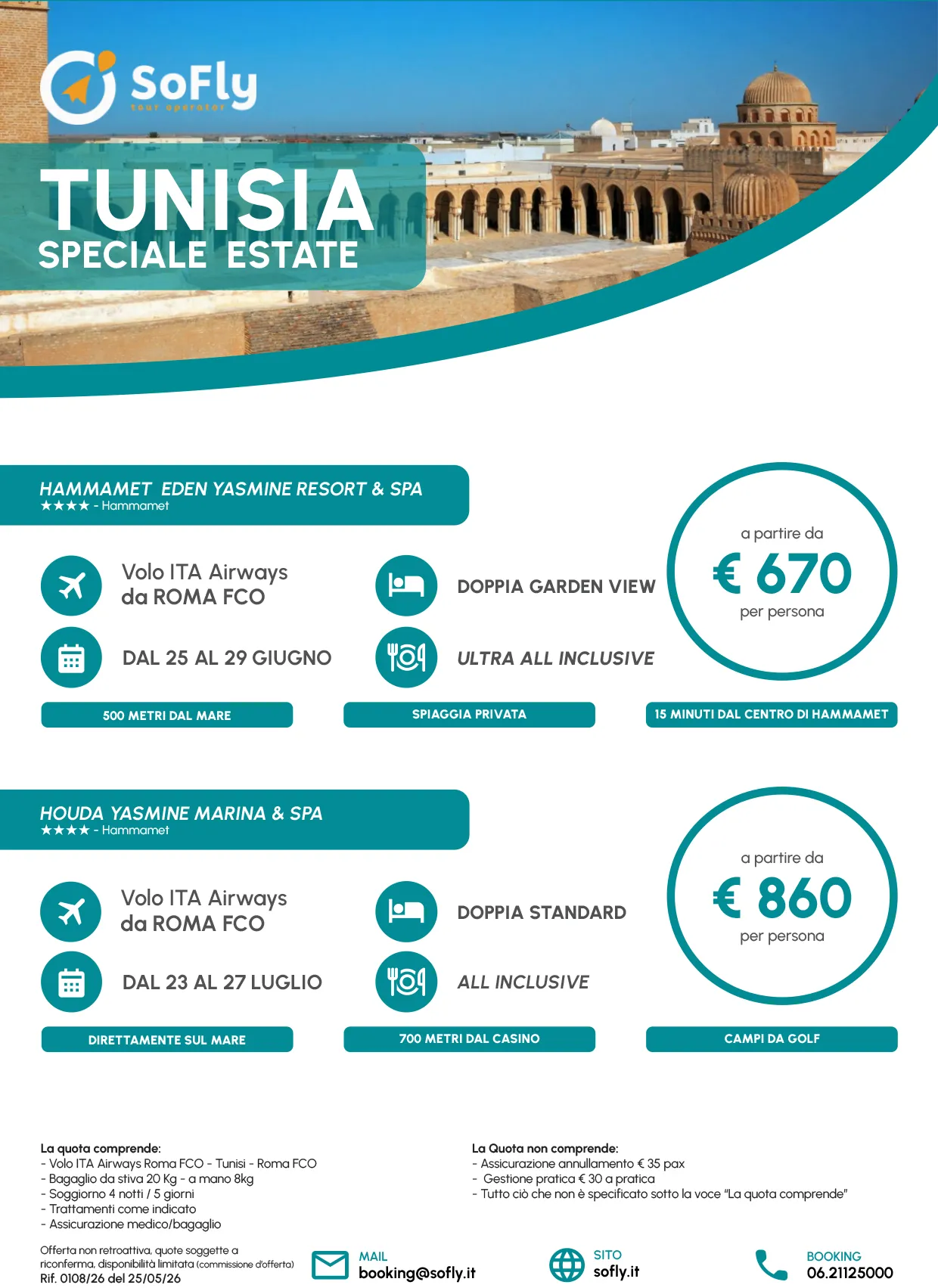 SPECIALE TUNISIA CON VOLO DA ROMA 