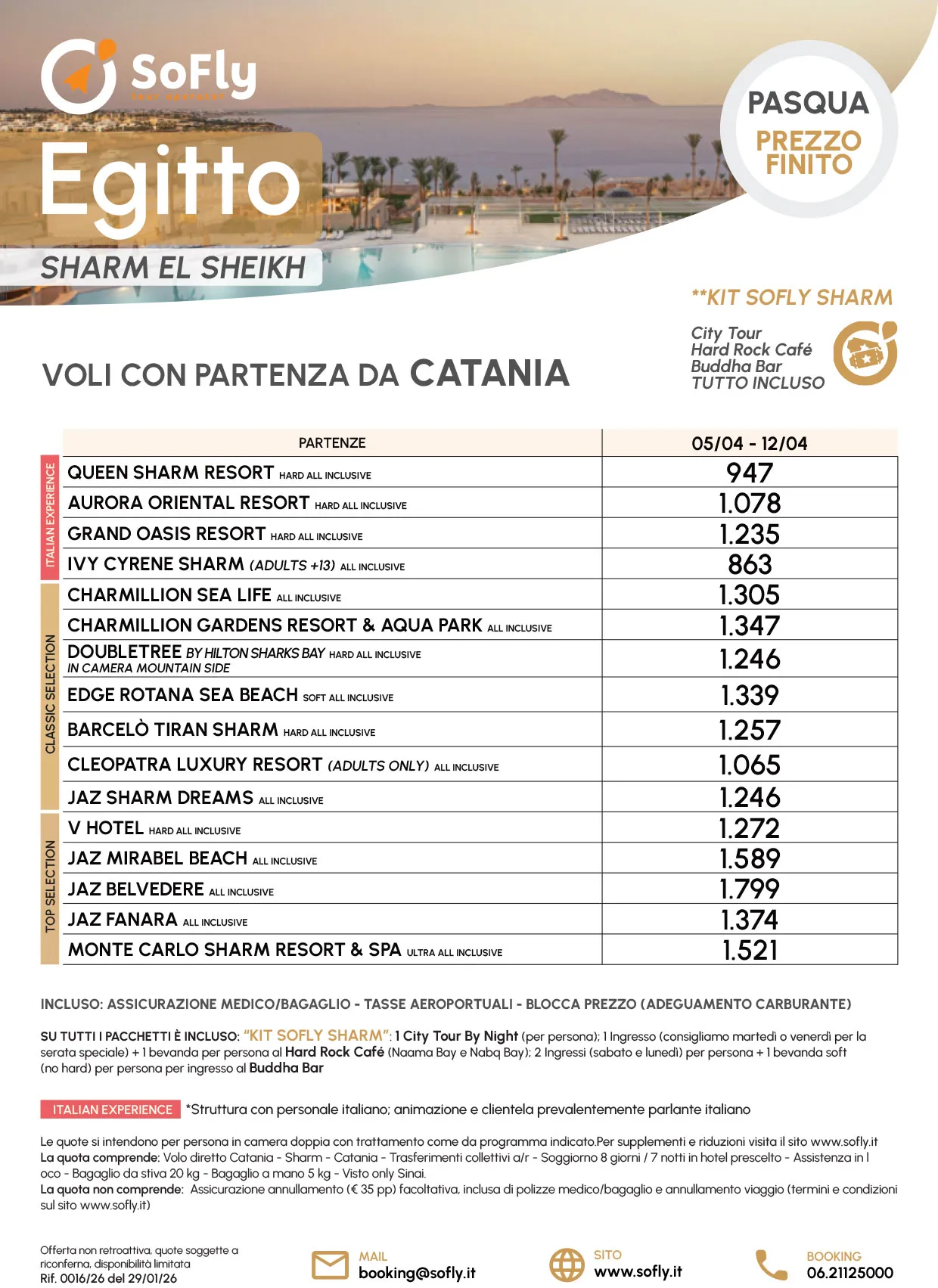 SHARM EL SHEIKH PASQUA 2026 VOLO DA CATANIA