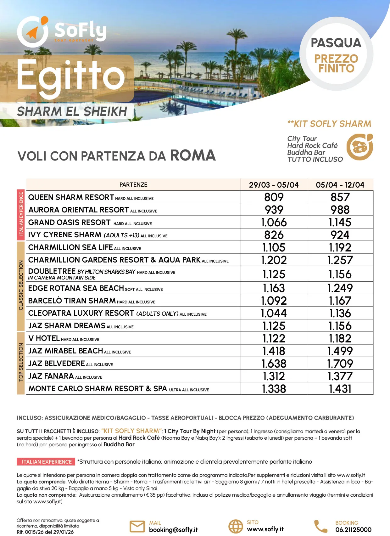 SHARM EL SHEIKH PASQUA 2026 VOLO DA ROMA