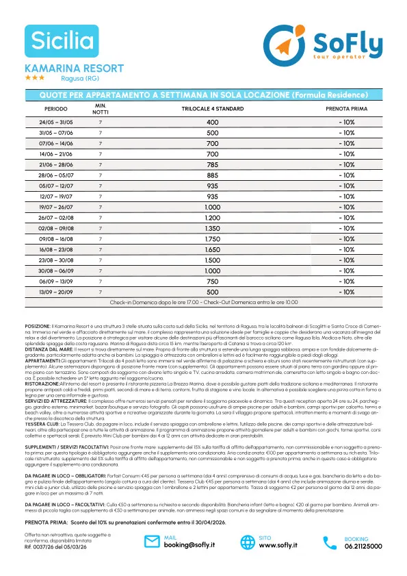 SPECIALE SICILIA ESTATE KAMARINA RESORT